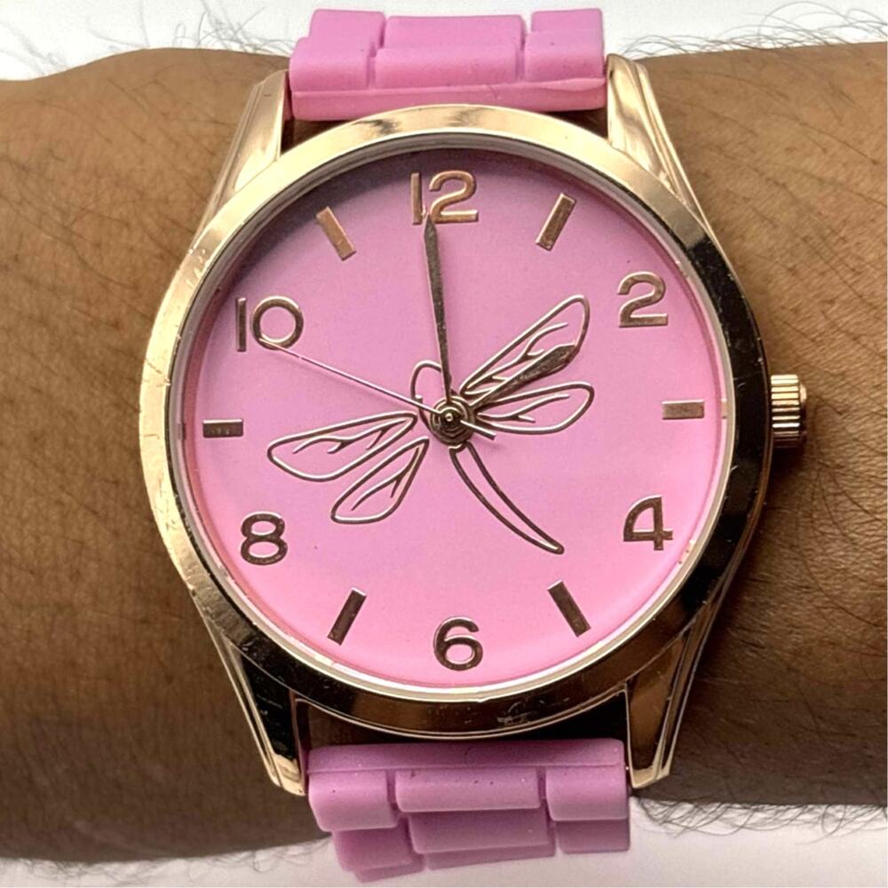 Pink & Gold Dragon Fly Men's Watch